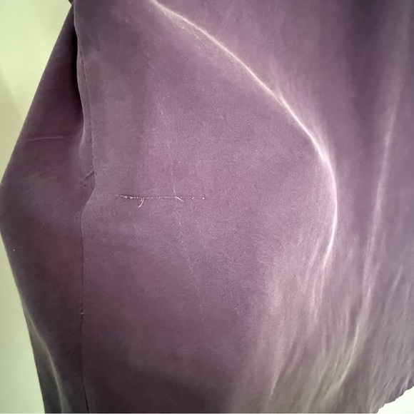 Vintage Pura Seta Italian Purple Silk Short Sleeve Button Down Medium - Picture 8 of 10